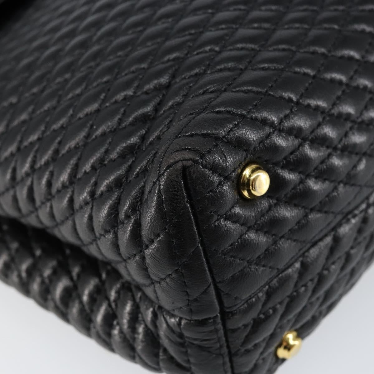 Bally Vintage Quilted Leather Black Leather Handbag (Pre-Owned)