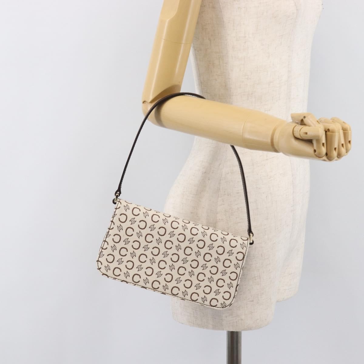 Celine C Macadam Shoulder Canvas Beige Canvas Handbag (Pre-Owned)