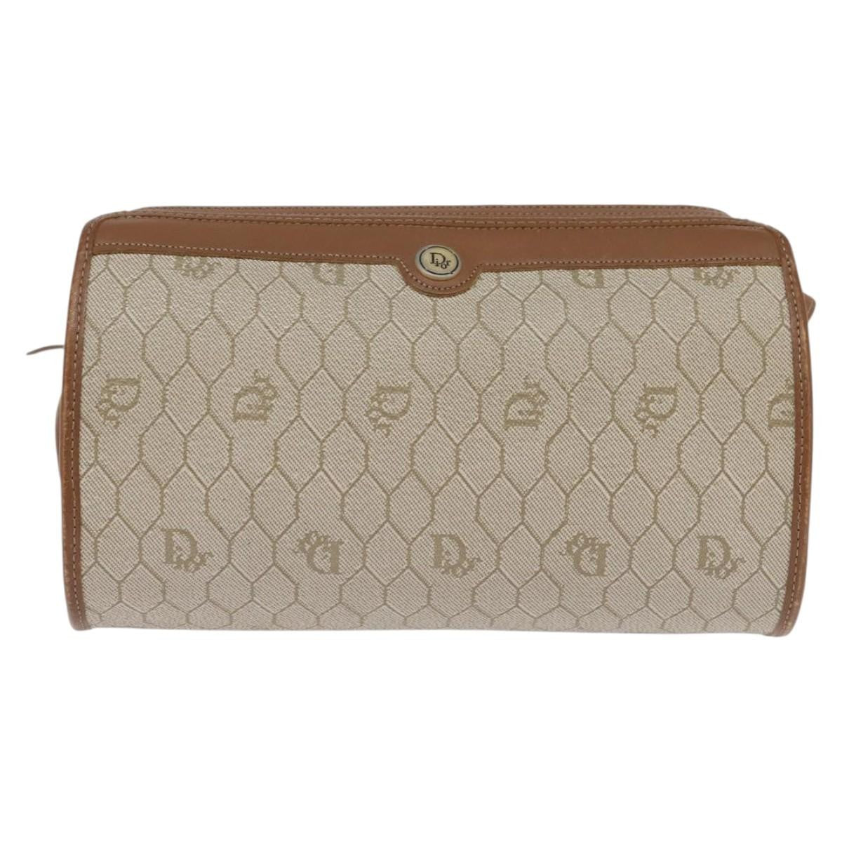 Christian Dior Vintage Honeycomb Canvas And Leather Beige Canvas Bag (Pre-Owned)