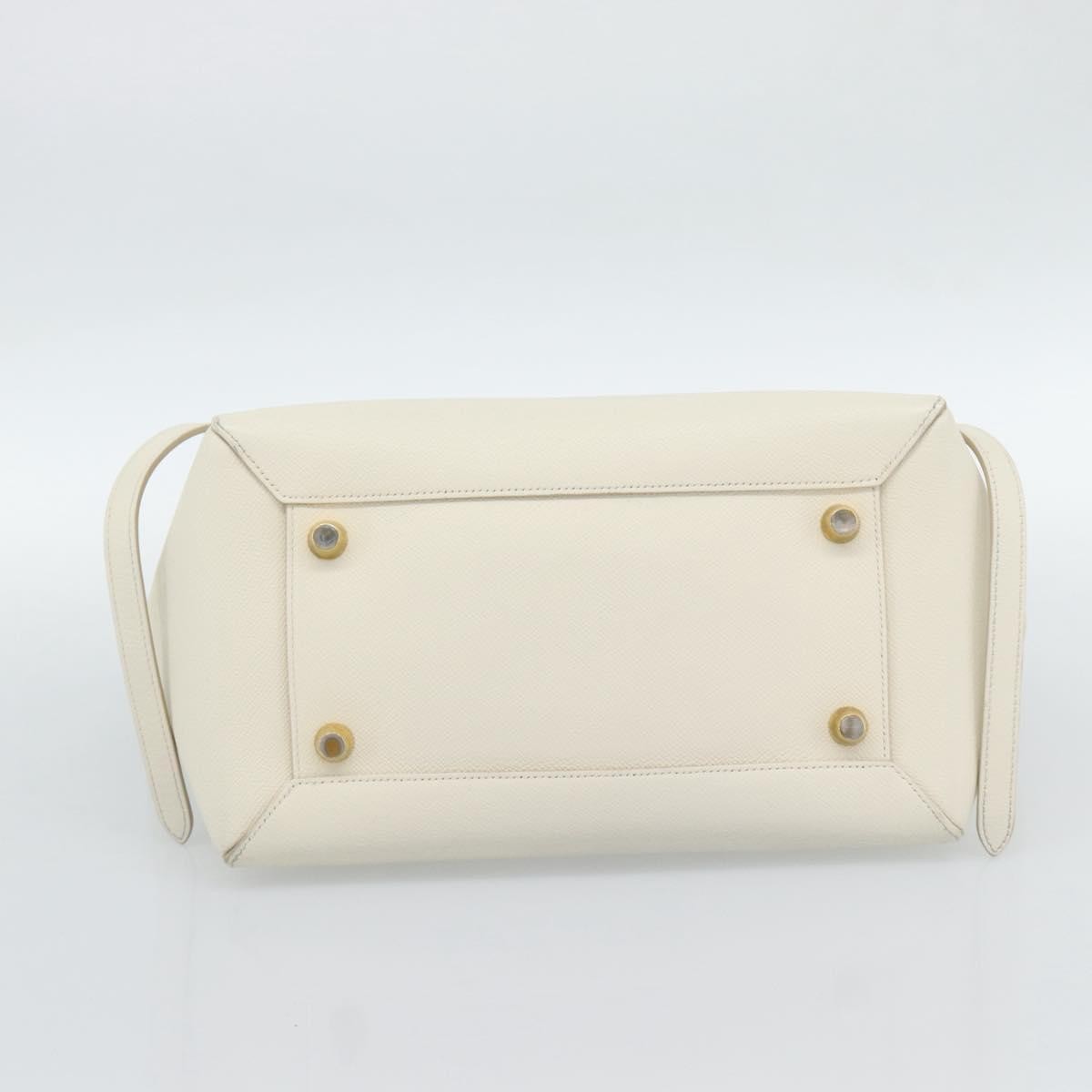 Celine Belt Textured Leather White Leather Handbag (Pre-Owned)
