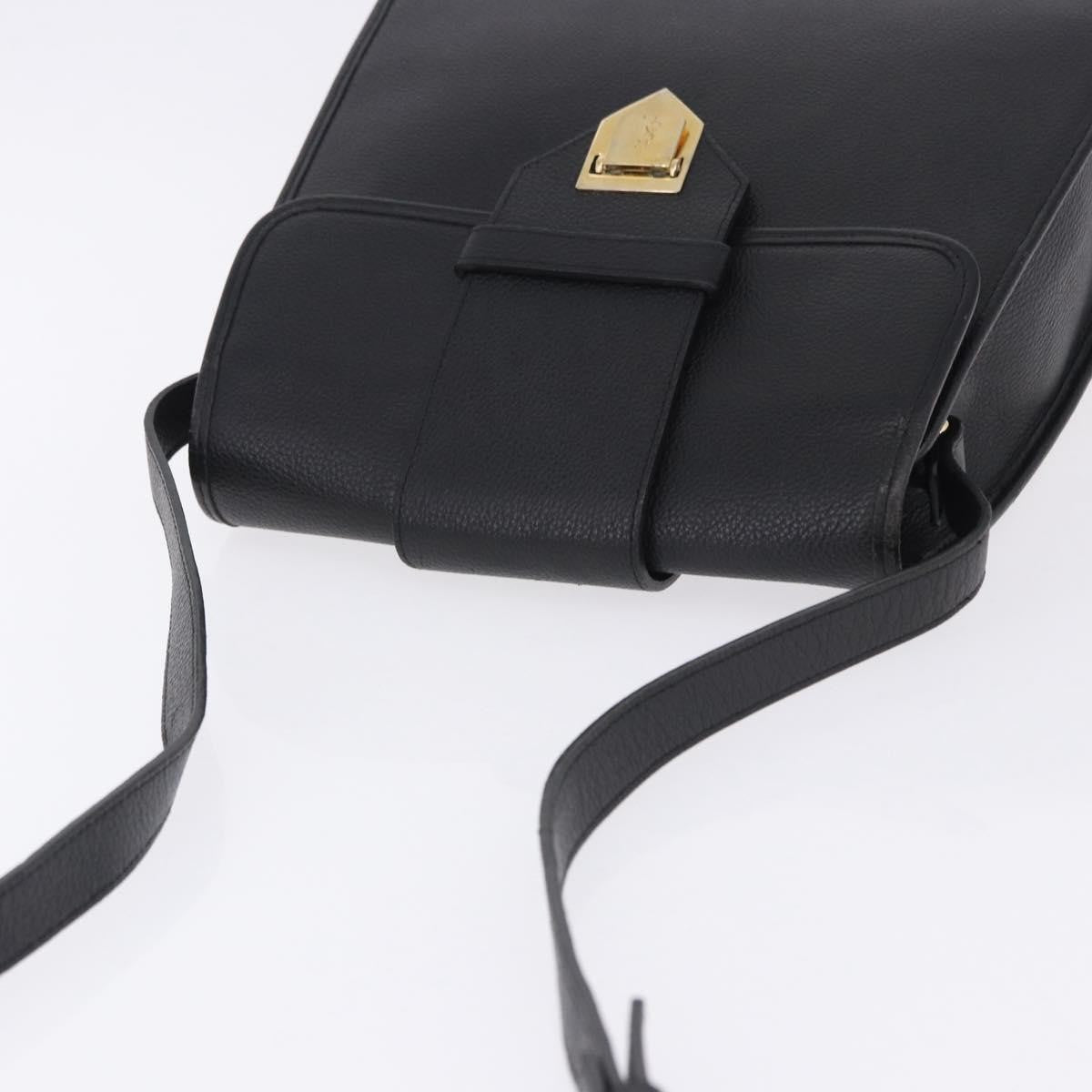 Saint Laurent Vintage Shoulder Bag Leather Black Leather Shoulder Bag Bag (Pre-Owned)