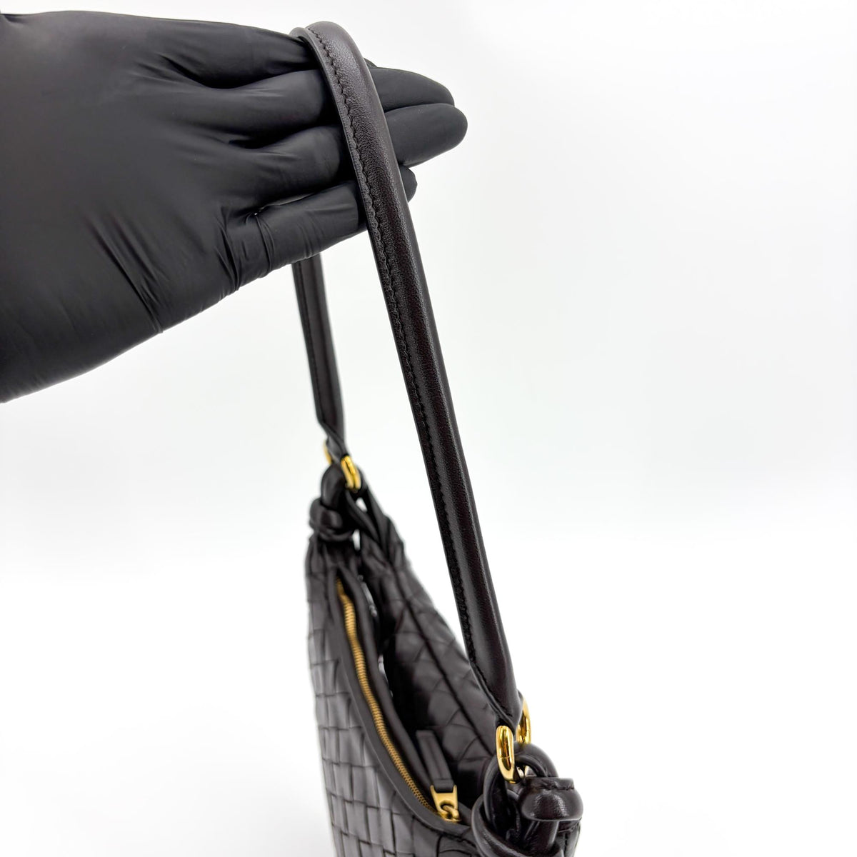 Bottega Veneta Gemelli Intrecciato Leather Black Leather Shoulder Bag Bag (Pre-Owned)