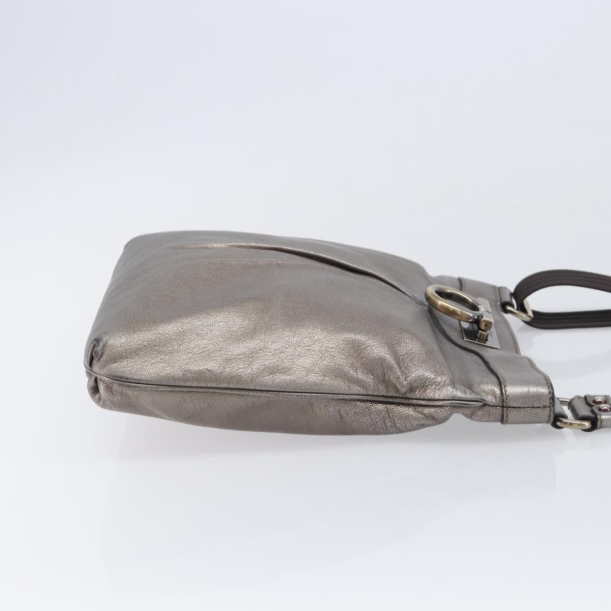 Salvatore Ferragamo Gancini Leather Gold Leather Crossbody Bag Bag (Pre-Owned)