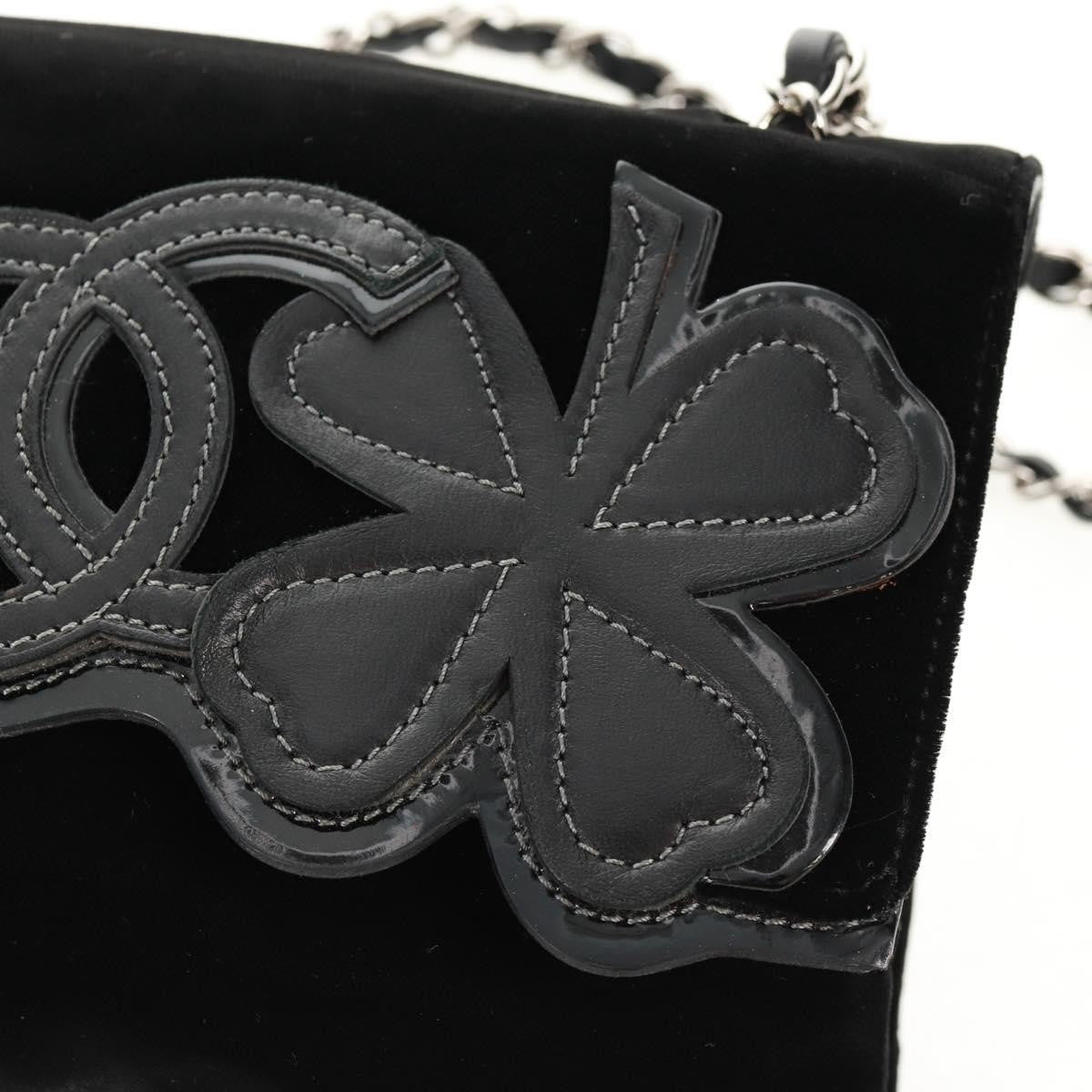 Chanel Camellia No.5 Chain Flap Velvet Black Velvet Shoulder Bag Bag (Pre-Owned)