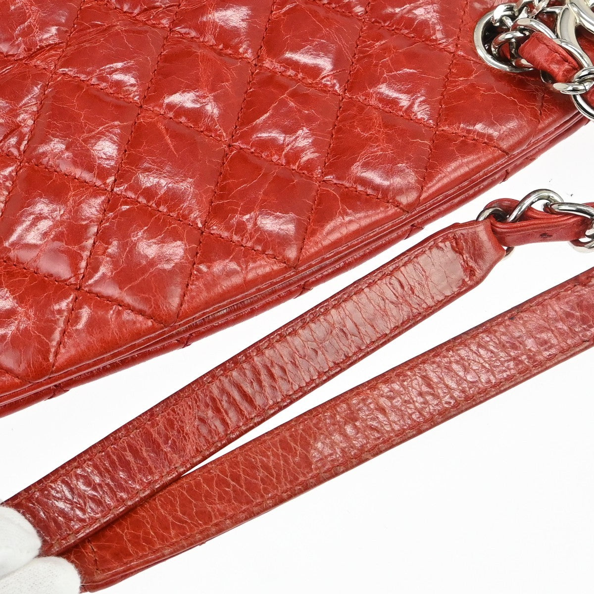 Chanel Just Mademoiselle Quilted Aged Calfskin Red Leather Shoulder Bag Bag (Pre-Owned)