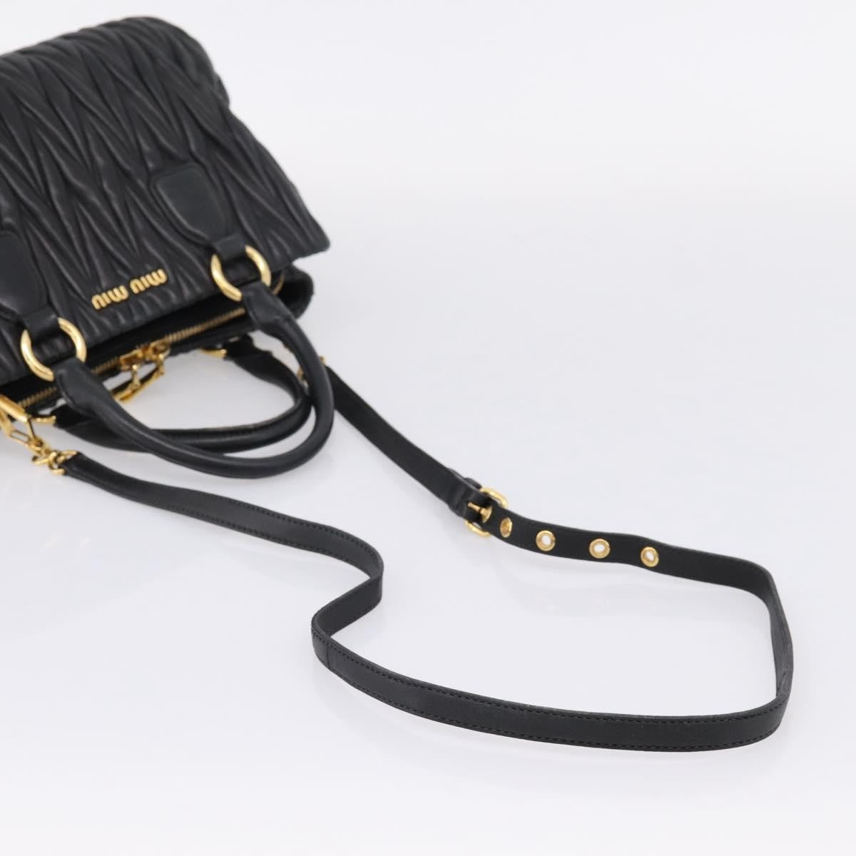 Miu Miu Madras Bowler Matelasse Leather Black Leather Handbag (Pre-Owned)