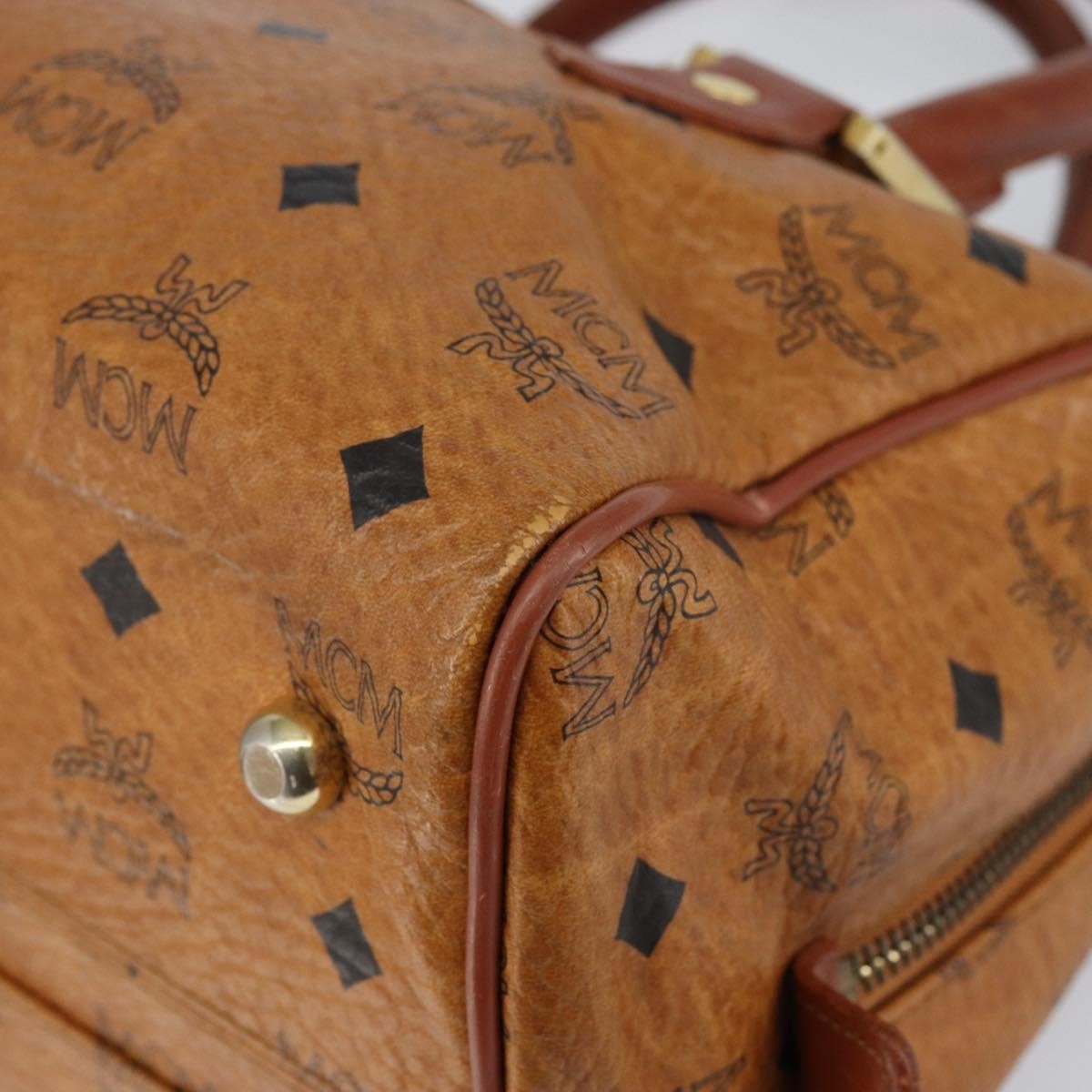 MCM Visetos Logogramme Canvas And Leather Brown Canvas Handbag (Pre-Owned)