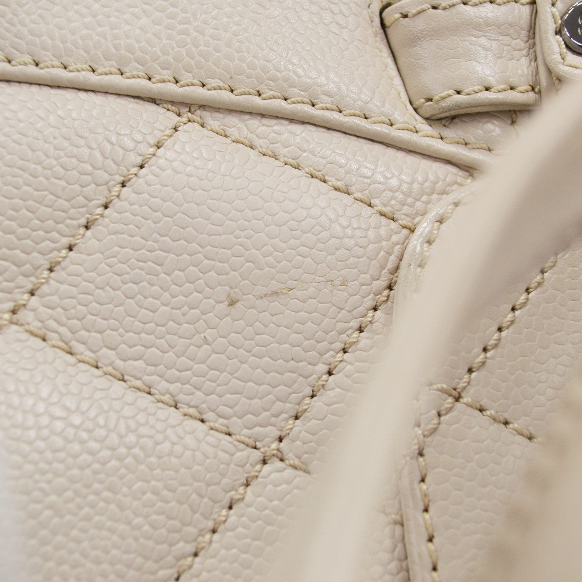 Chanel Mademoiselle Lock Quilted Caviar Beige Leather Shoulder Bag Bag (Pre-Owned)