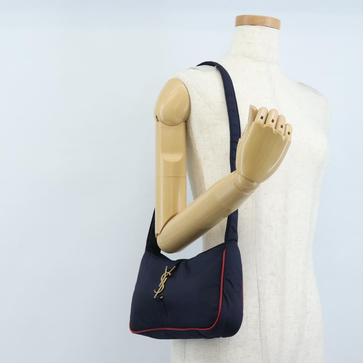 Saint Laurent Le 5 A 7 Hobo Nylon Navy Nylon Shoulder Bag Bag (Pre-Owned)