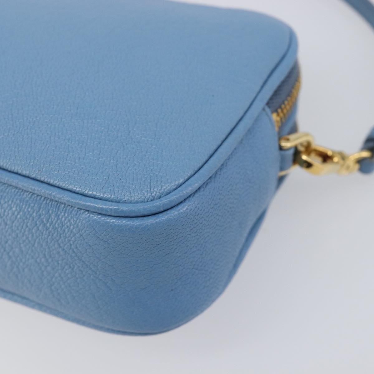 Miu Miu Double Zip Pochette Leather Blue Leather Clutche & Pouche Bag (Pre-Owned)