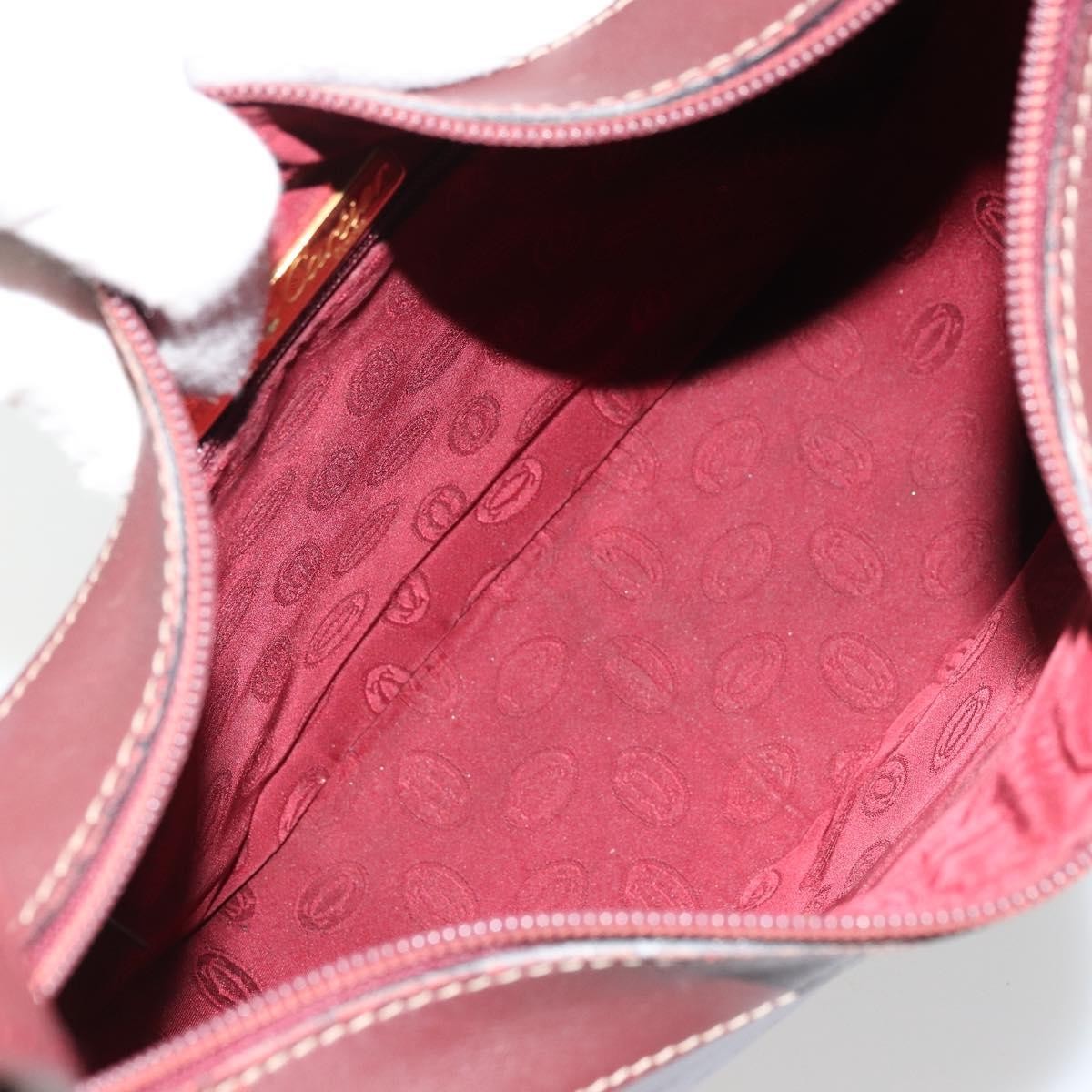 Cartier Vintage Must De Cartier Leather Burgundy Leather Shoulder Bag Bag (Pre-Owned)