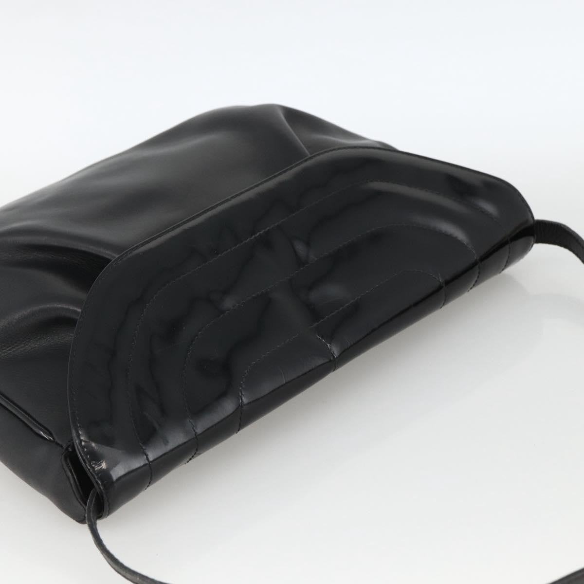 Salvatore Ferragamo Flap Shoulder Patent Leather Black Patent_Leather Shoulder Bag Bag (Pre-Owned)