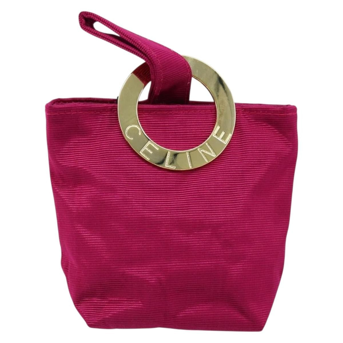 Celine Circle Logo Canvas Pink Canvas Clutche & Pouche Bag (Pre-Owned)