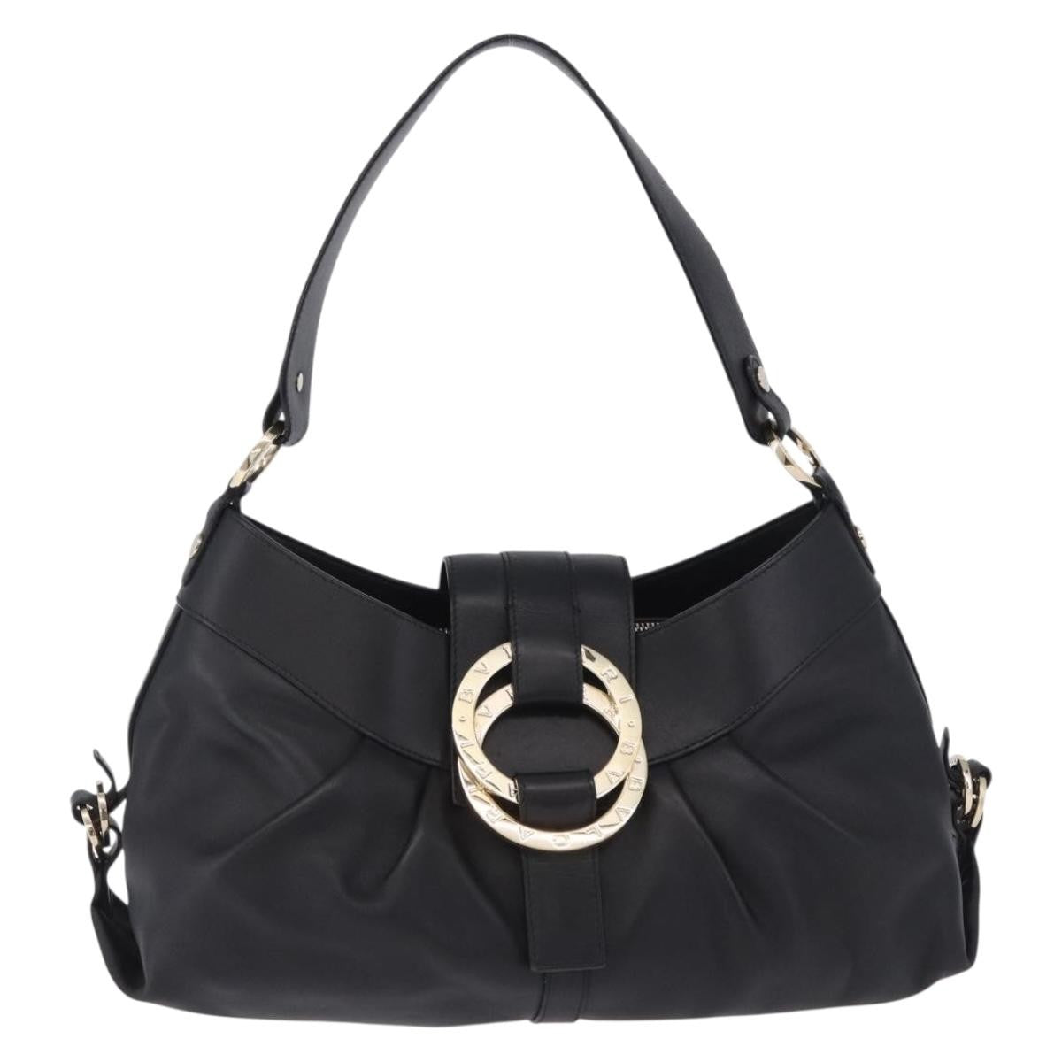 Bvlgari Chandra Hobo Leather Black Leather Handbag (Pre-Owned)