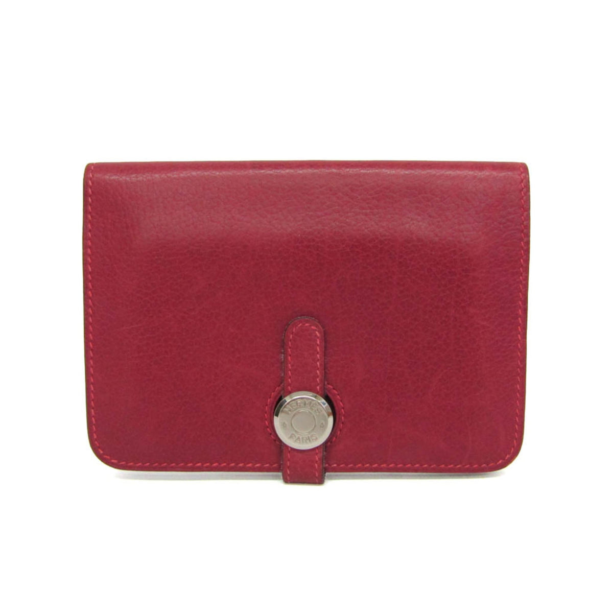Hermes Dogon Compact Leather Red Leather Wallets Accessory (Pre-Owned)