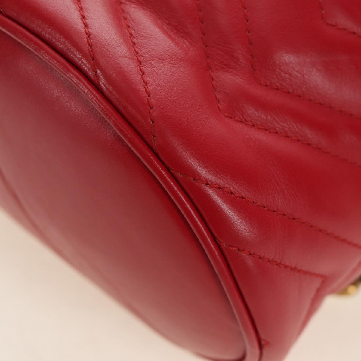 Gucci Gg Marmont Vanity Matelasse Leather Red Leather Backpack Bag (Pre-Owned)