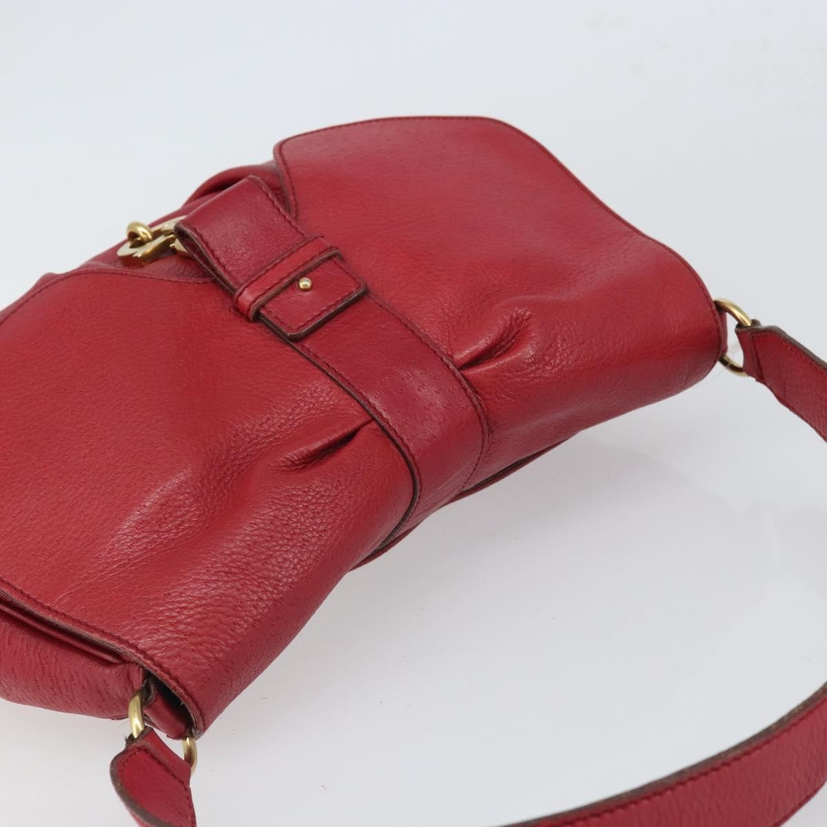 Salvatore Ferragamo Gancini Leather Red Leather Shoulder Bag Bag (Pre-Owned)