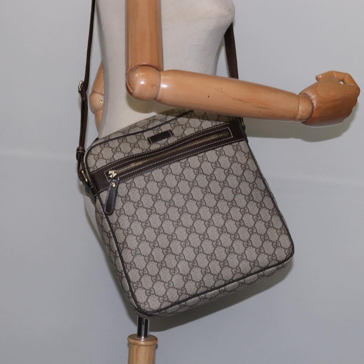 Gucci Front Zip Messenger Gg Coated Canvas Beige Canvas Crossbody Bag Bag (Pre-Owned)
