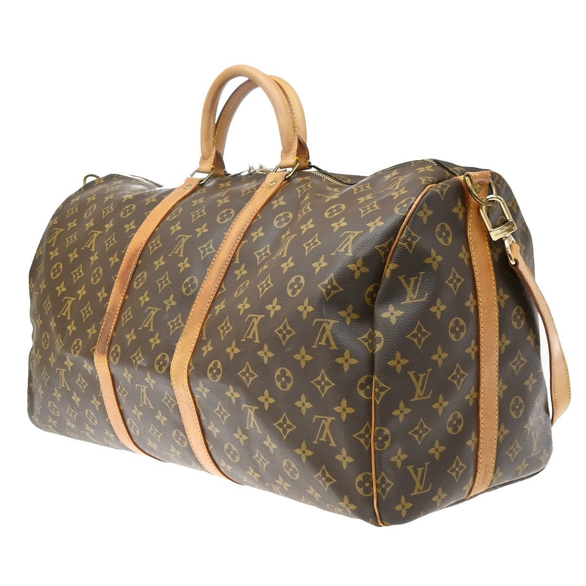 Louis Vuitton Keepall Bandoulière Monogram Brown Leather Travel Bag Bag (Pre-Owned)