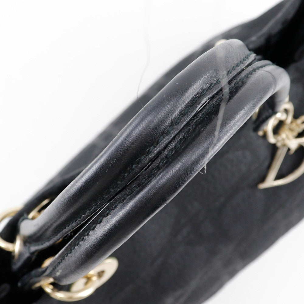 Christian Dior Lady Cannage Matelassé Black Canvas Tote Bag Bag (Pre-Owned)
