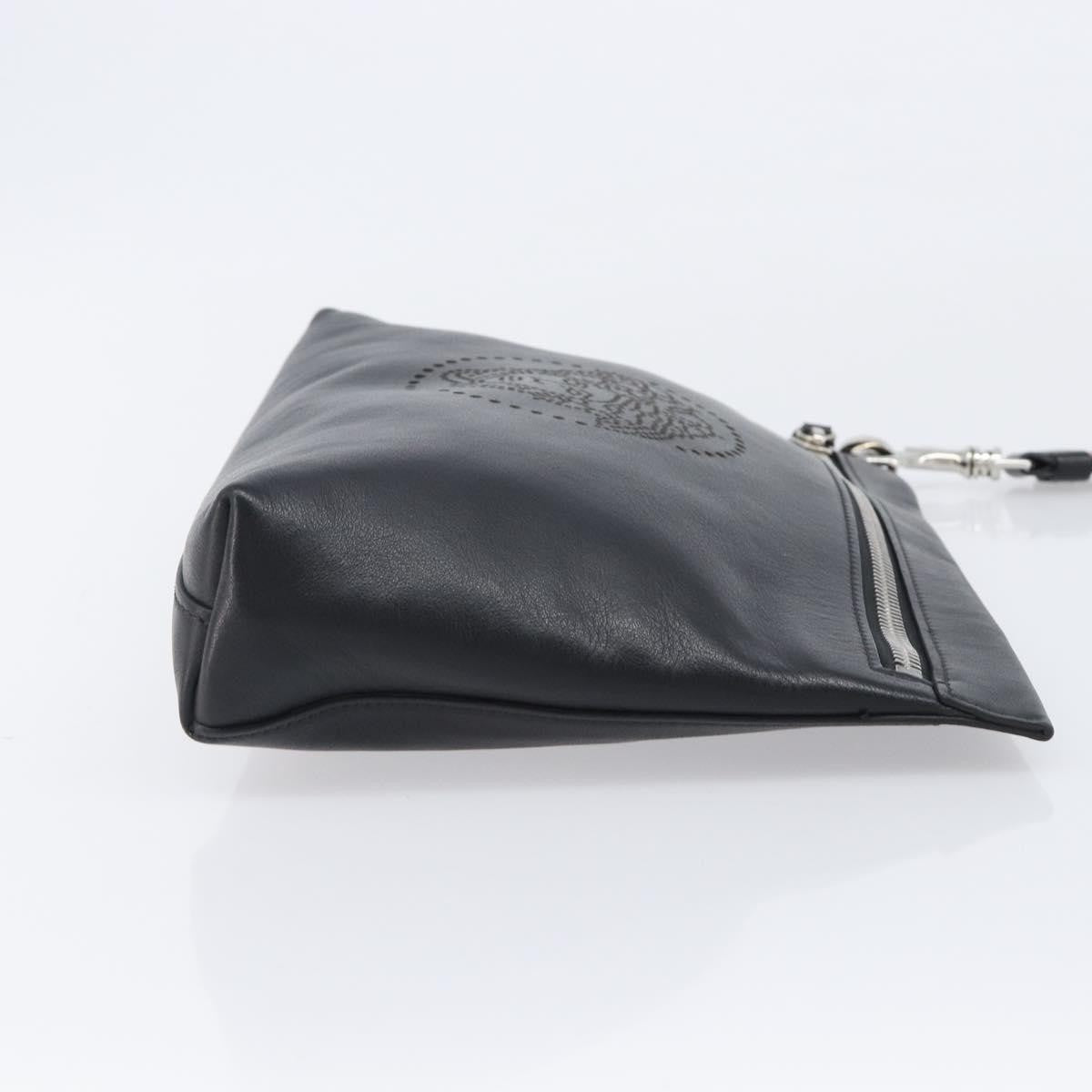 Versace Logo Medusa Wristlet Leather Black Leather Clutche & Pouche Bag (Pre-Owned)