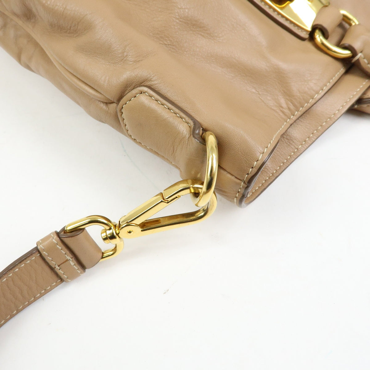 Prada Convertible Shopper Soft Calf Brown Leather Tote Bag Bag (Pre-Owned)