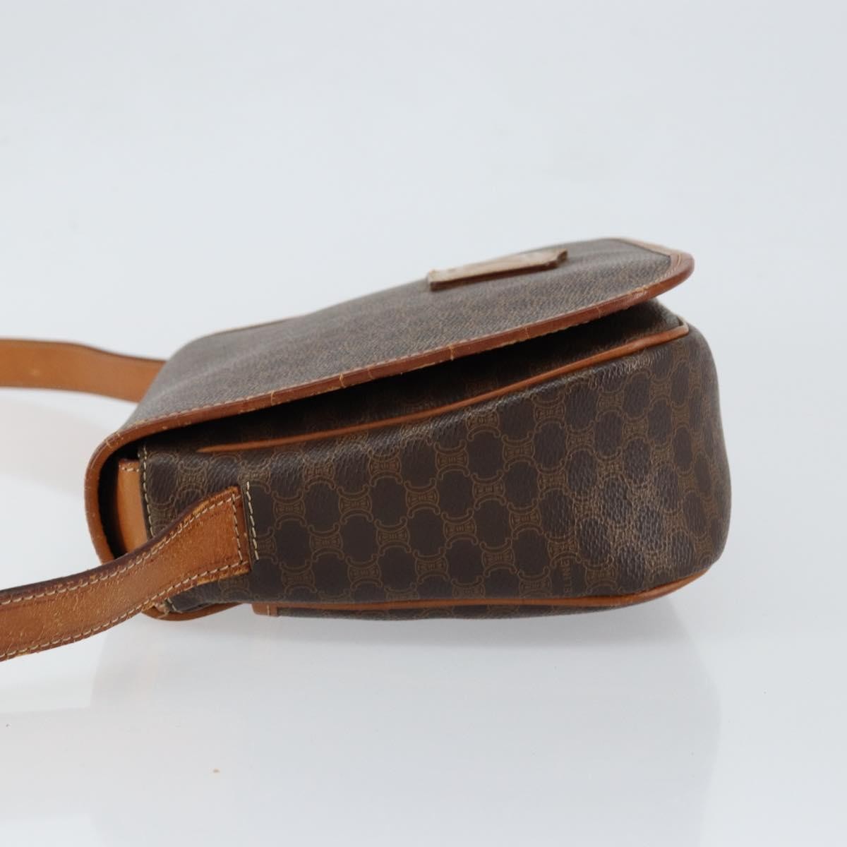 Celine Macadam Shoulder Pvc Leather Brown Canvas Shoulder Bag Bag (Pre-Owned)