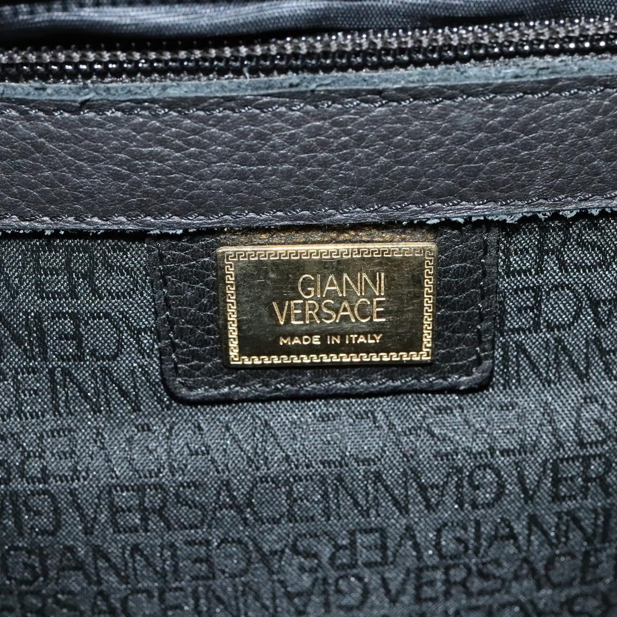 Versace Vintage Leather Black Leather Briefcase Bag (Pre-Owned)