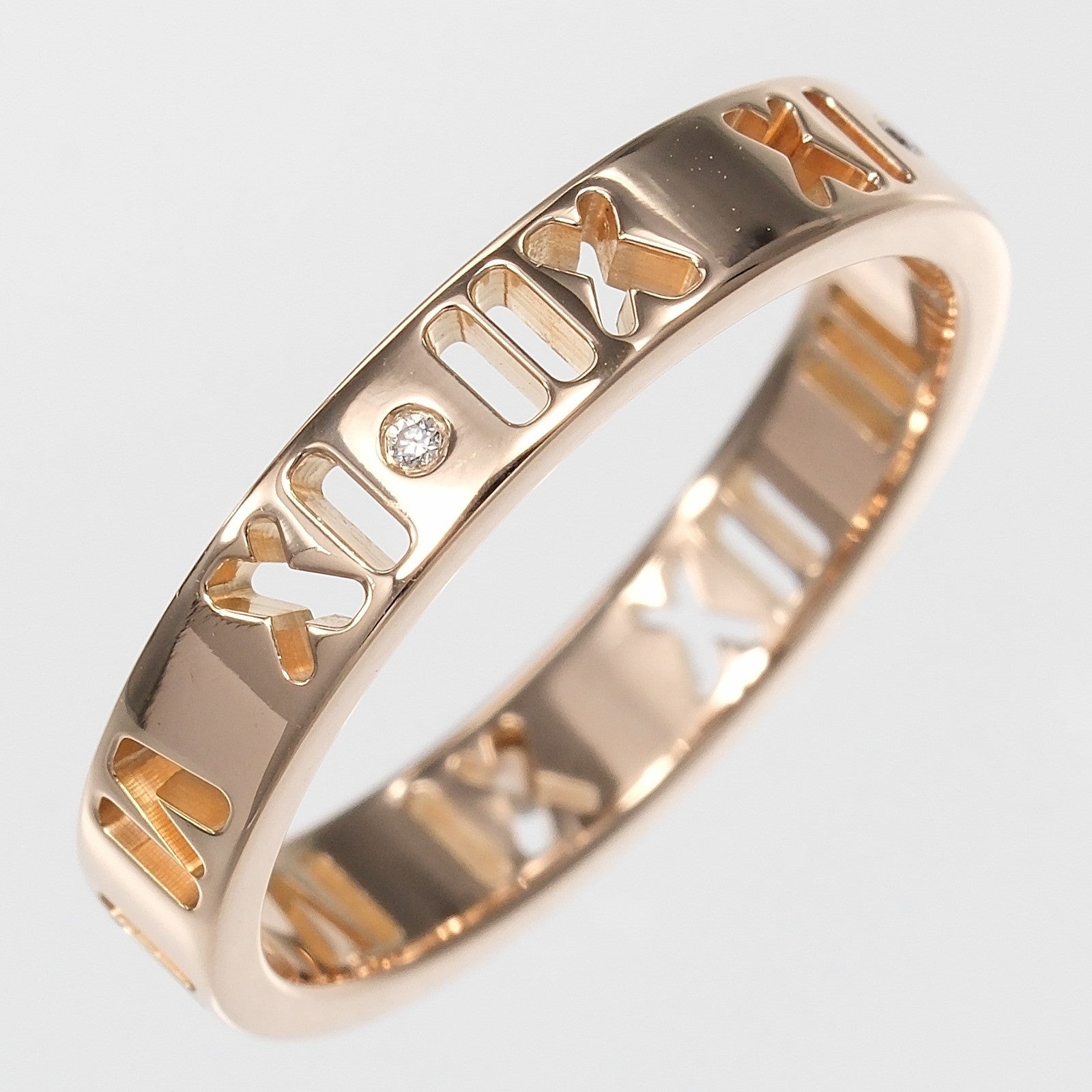 Tiffany & Co. Atlas Pierced 18K Yellow Gold And Diamonds Gold Yellow_Gold Ring Jewelry (Pre-Owned)