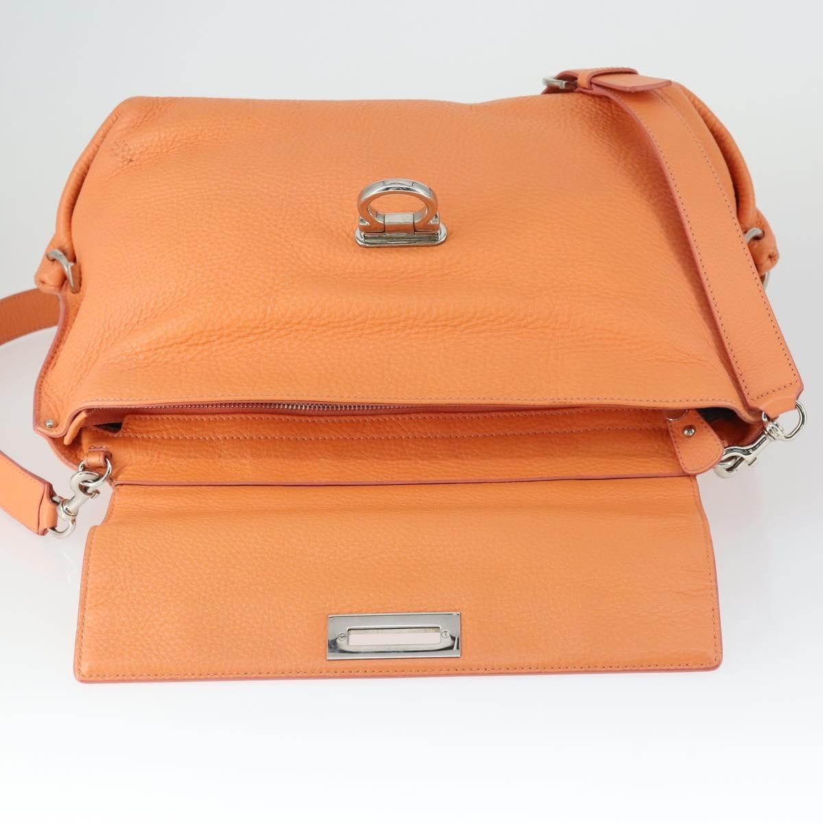 Salvatore Ferragamo Sofia Satchel Grainy Leather Orange Leather Handbag (Pre-Owned)