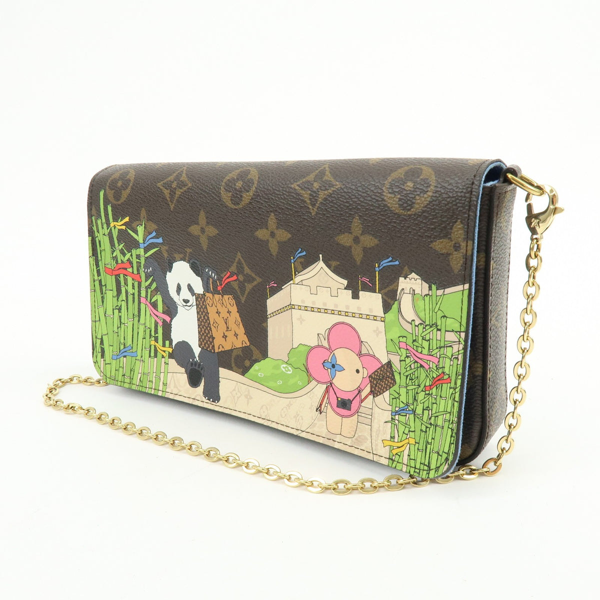 Louis Vuitton Felicie Pochette Limited Edition Vivienne Xmas Monogram Canvas Brown Canvas Clutche & Pouche Bag (Pre-Owned)