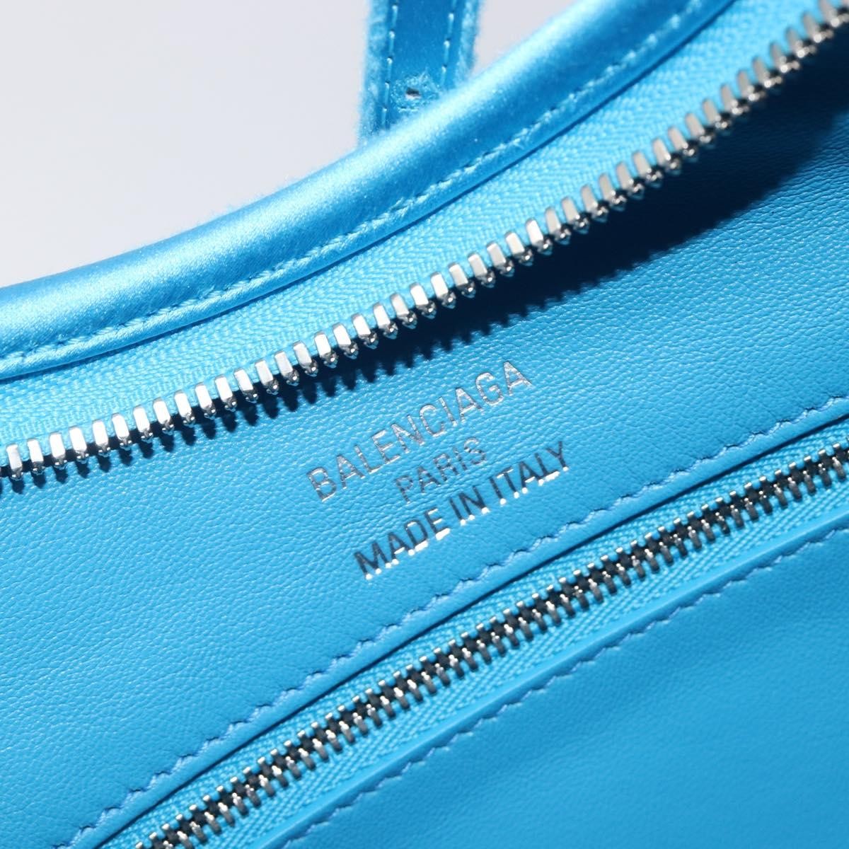 Balenciaga Leopolda Satin Blue Satin Shoulder Bag Bag (Pre-Owned)