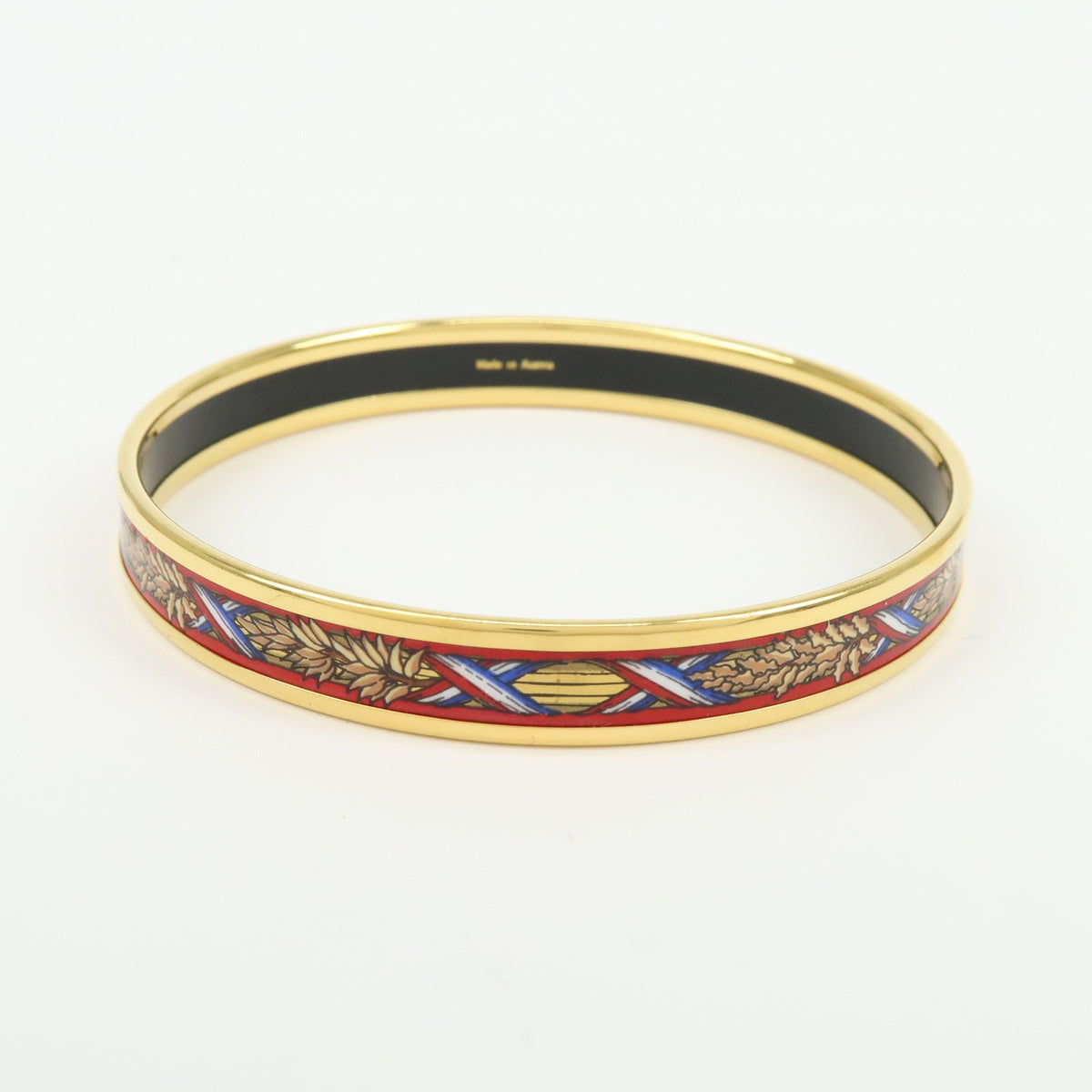 Hermes Bangle Printed Enamel Gold Gold_Plated Bracelet Jewelry (Pre-Owned)
