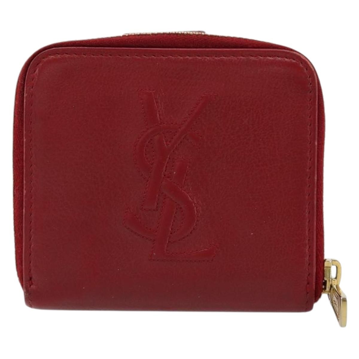 Saint Laurent Zipped Bifold Leather Red Leather Wallets Accessory (Pre-Owned)