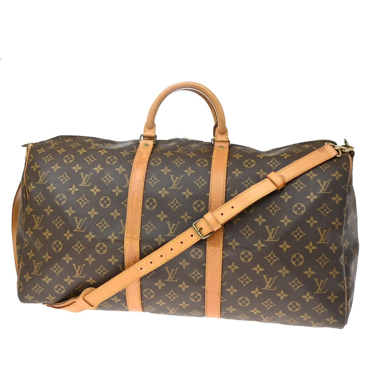 Louis Vuitton Keepall Bandoulière Monogram Brown Leather Travel Bag Bag (Pre-Owned)