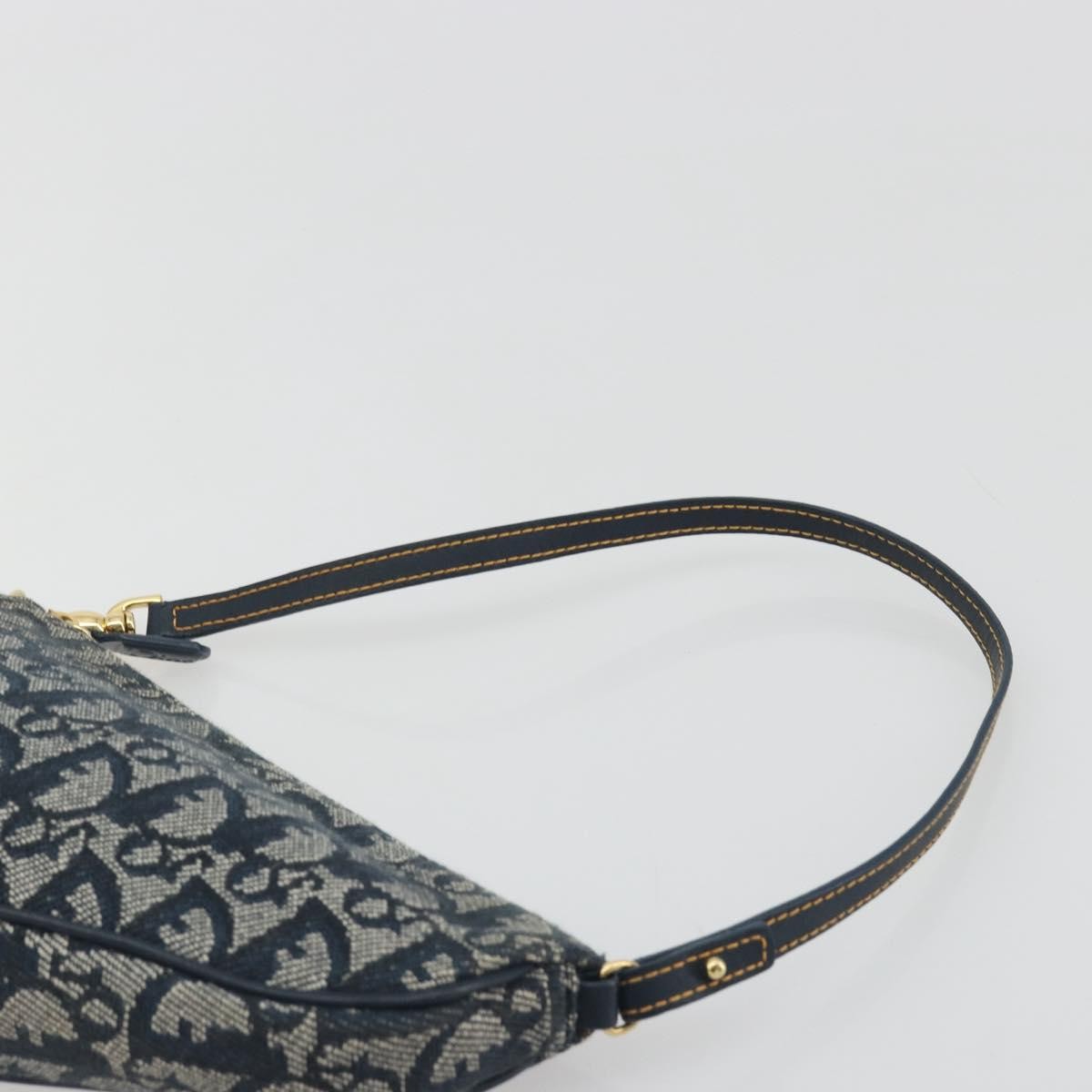 Christian Dior Vintage Saddle Diorissimo Canvas Navy Canvas Shoulder Bag Bag (Pre-Owned)