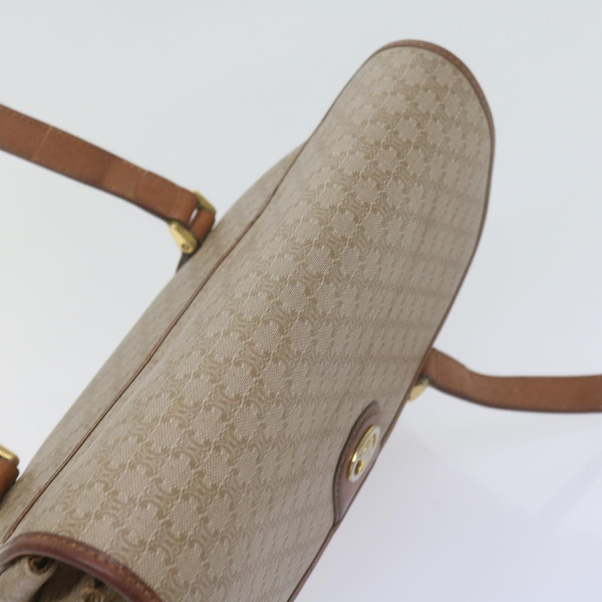 Celine Vintage Macadam Canvas And Leather Beige Canvas Handbag (Pre-Owned)