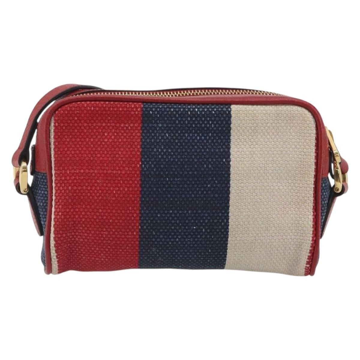 Gucci Ophidia Striped Canvas Red Canvas Shoulder Bag Bag (Pre-Owned)