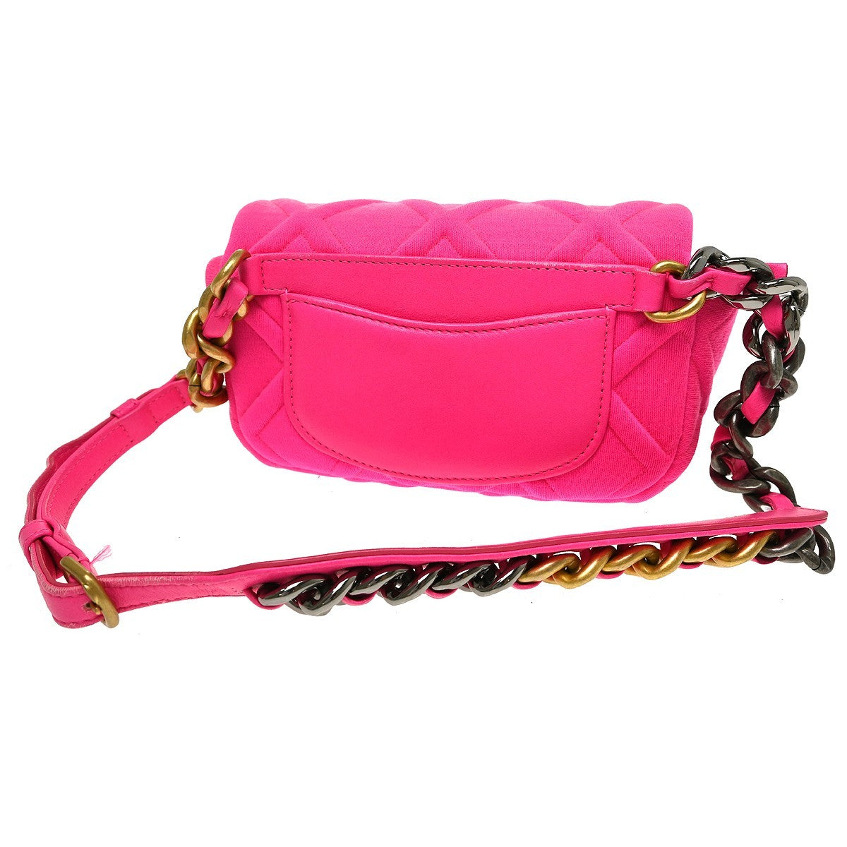Chanel 19 Belt Quilted Jersey Pink Canvas Shoulder Bag Bag (Pre-Owned)