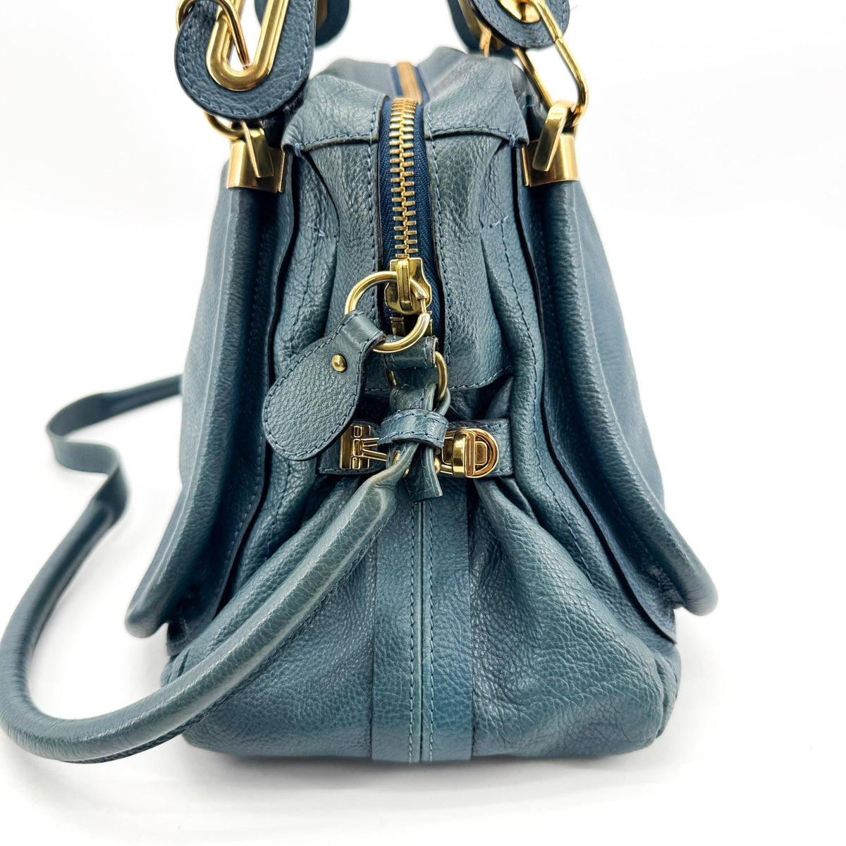 Chloe Paraty Quilted Leather Blue Leather Handbag (Pre-Owned)