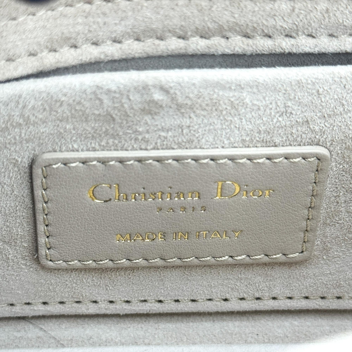 Christian Dior Lady D-Joy Cannage Quilt Lambskin Beige Leather Handbag (Pre-Owned)