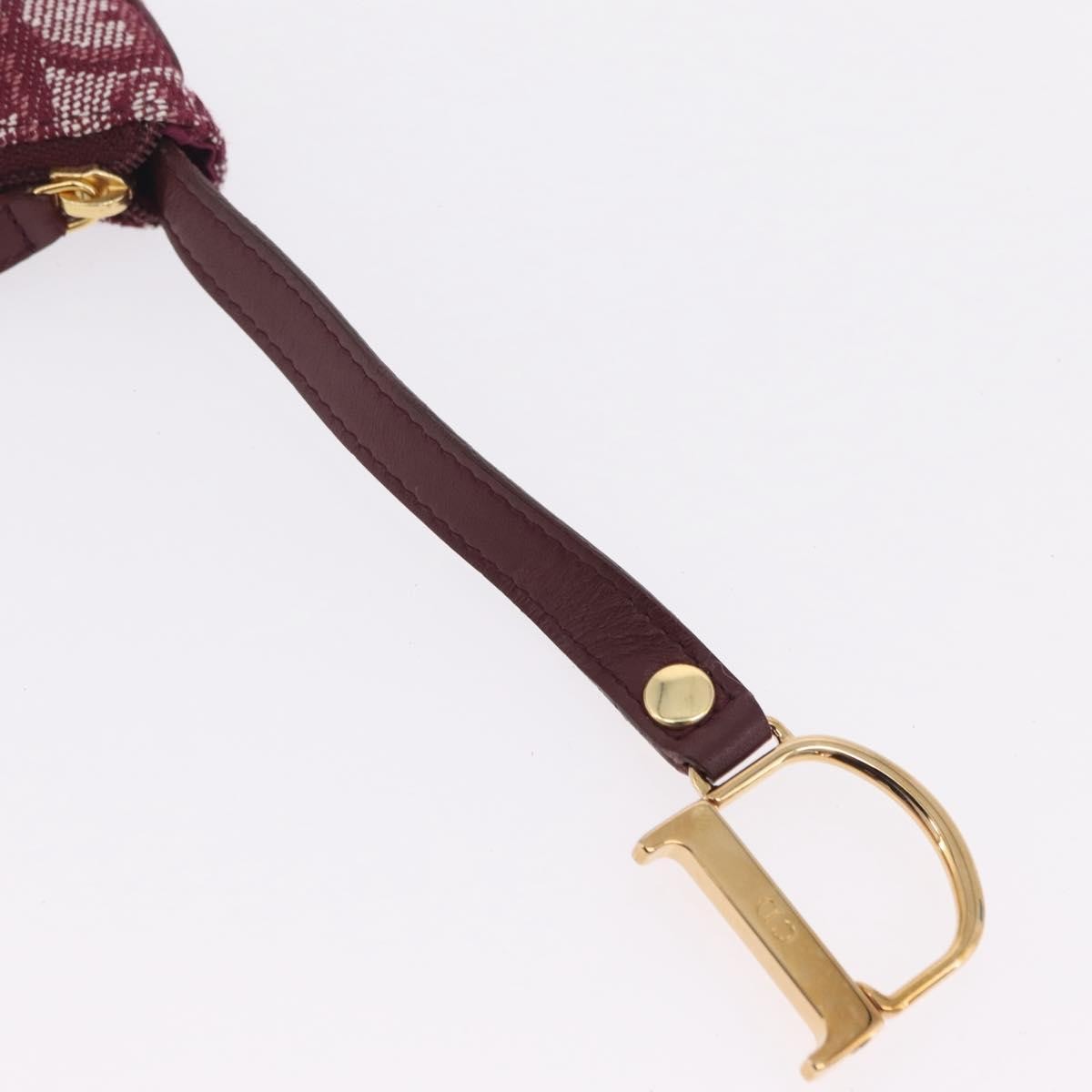 Christian Dior Vintage Saddle Zip Coin Purse Diorissimo Canvas Red Canvas Clutche & Pouche Bag (Pre-Owned)