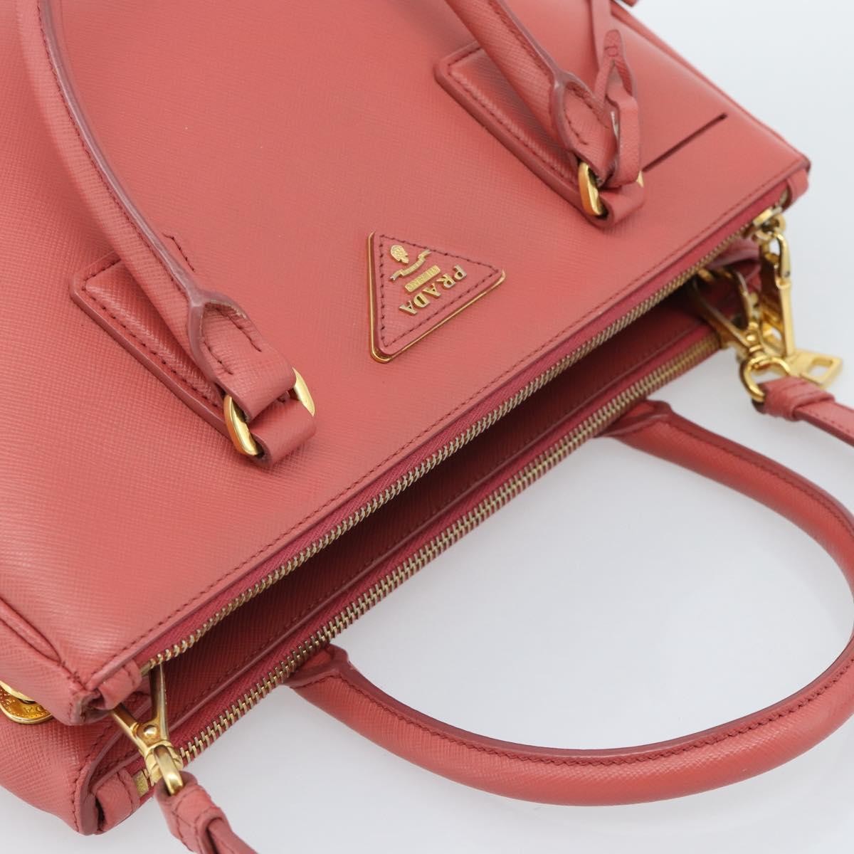 Prada Galleria Double Zip Saffiano Leather Pink Leather Tote Bag Bag (Pre-Owned)