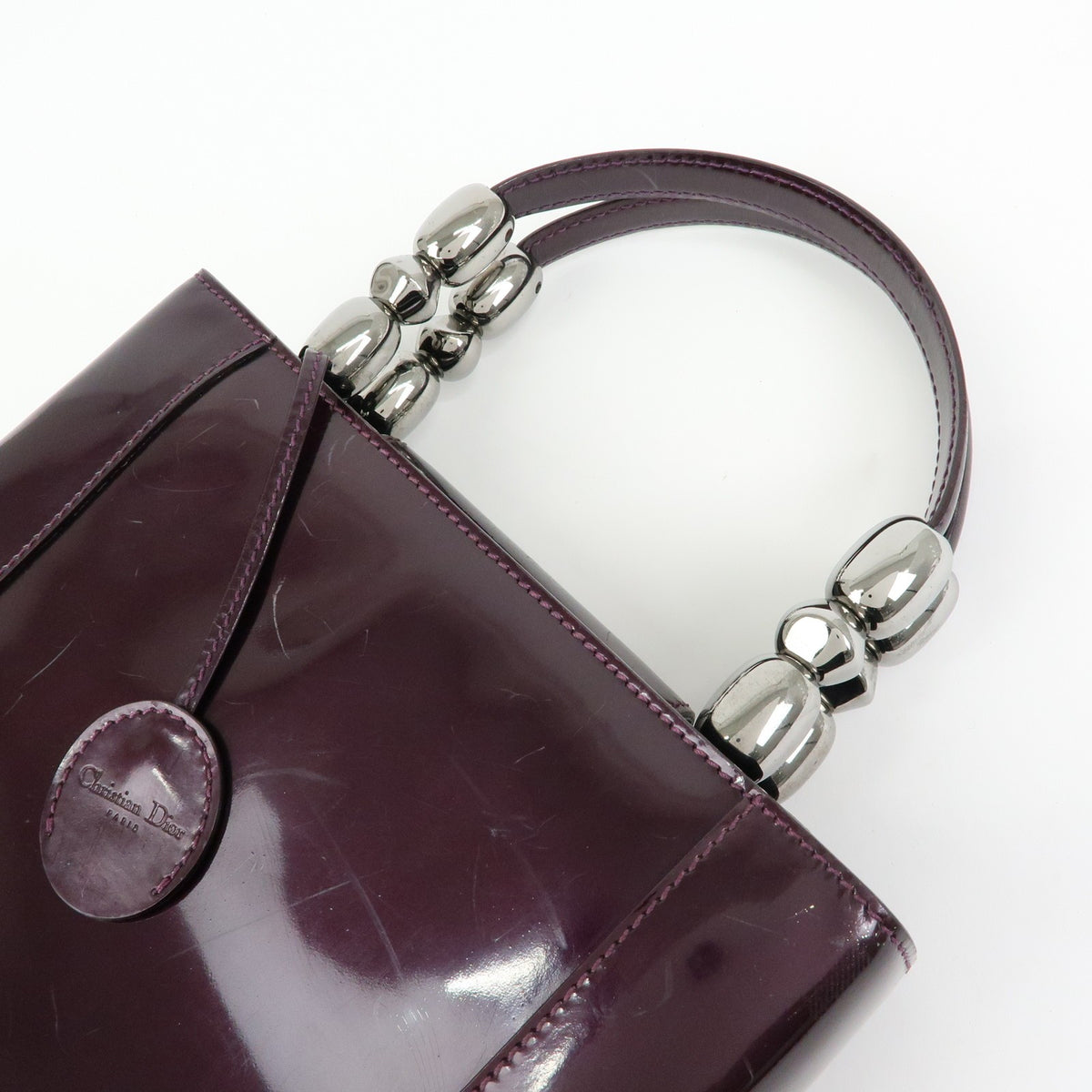 Christian Dior Handbag Leather Purple Patent_Leather Handbag (Pre-Owned)