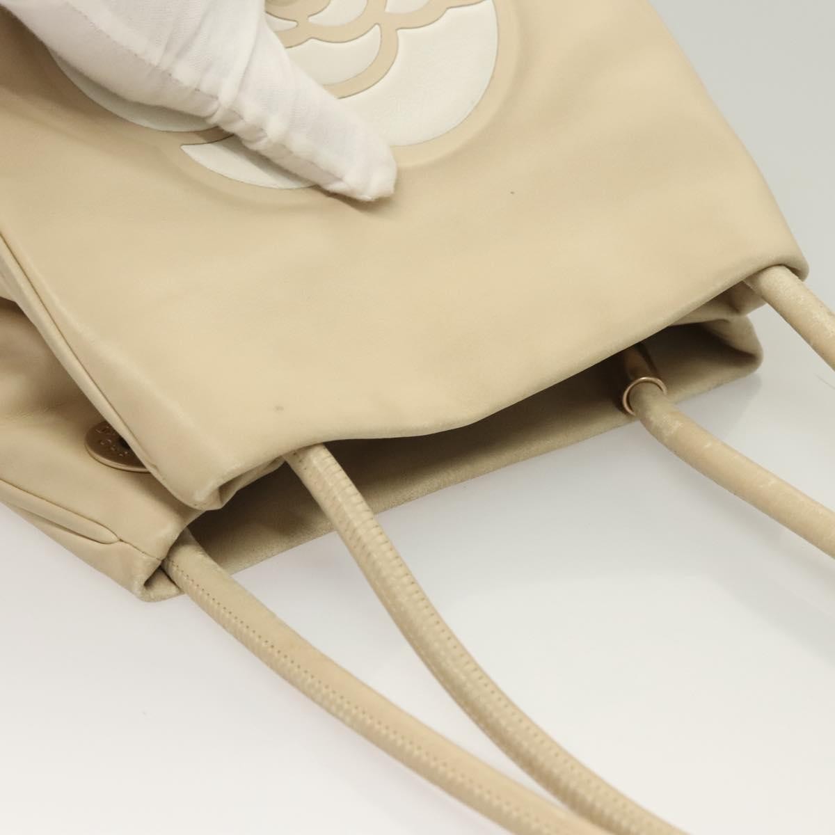 Chanel Camellia Tote Leather Beige Leather Tote Bag Bag (Pre-Owned)