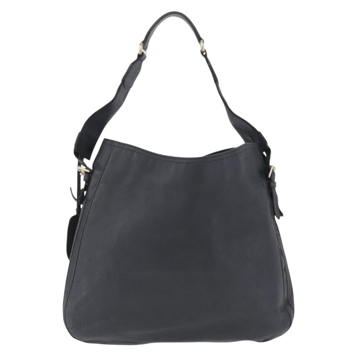 Gucci Heritage Web Hobo Leather Gray Leather Shoulder Bag Bag (Pre-Owned)
