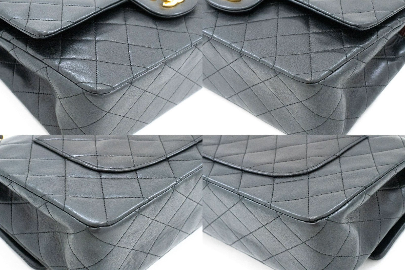 Chanel Classic Flap Lambskin Black Leather Crossbody Bag Bag (Pre-Owned)