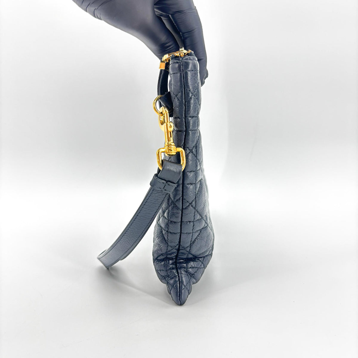Christian Dior Caro Daily Cannage Quilt Calfskin Black Leather Clutche & Pouche Bag (Pre-Owned)