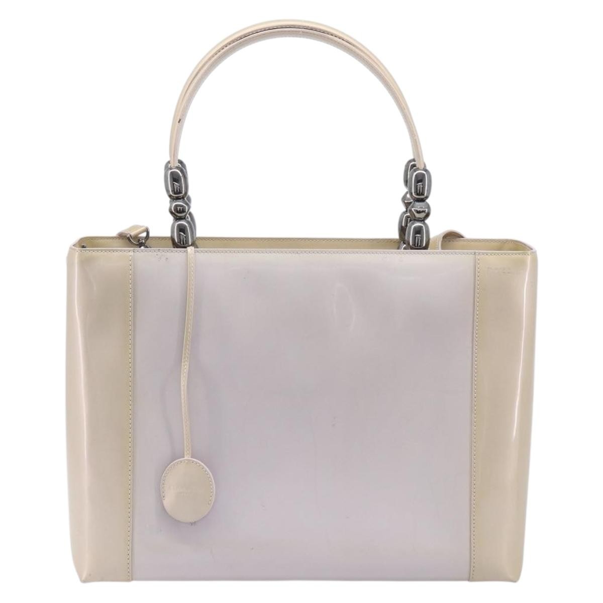 Christian Dior Pearl Lady Dior Patent Leather Beige Patent_Leather Handbag (Pre-Owned)