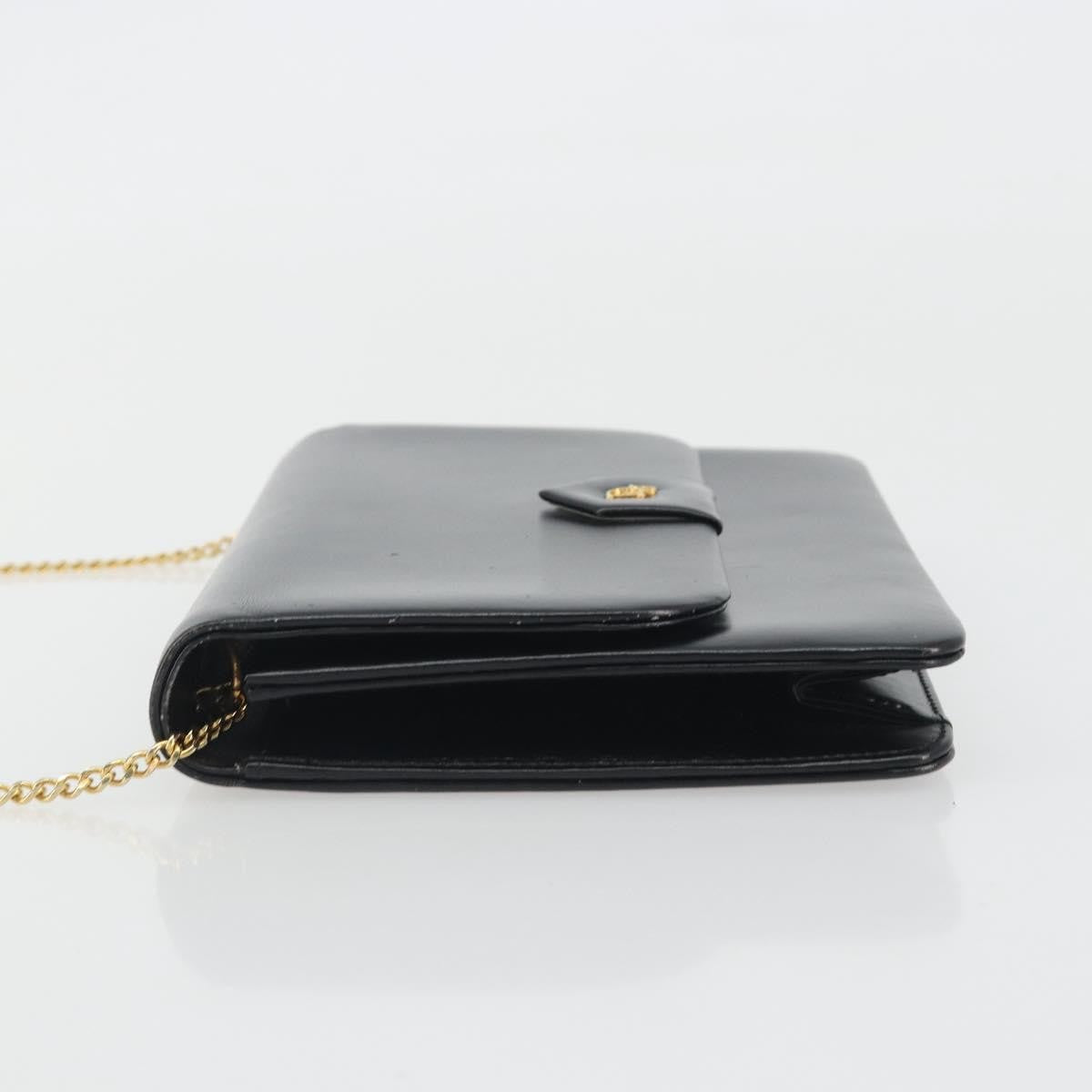 Christian Dior Vintage Clipper Closure Clutch With Logo Leather Black Leather Crossbody Bag Bag (Pre-Owned)